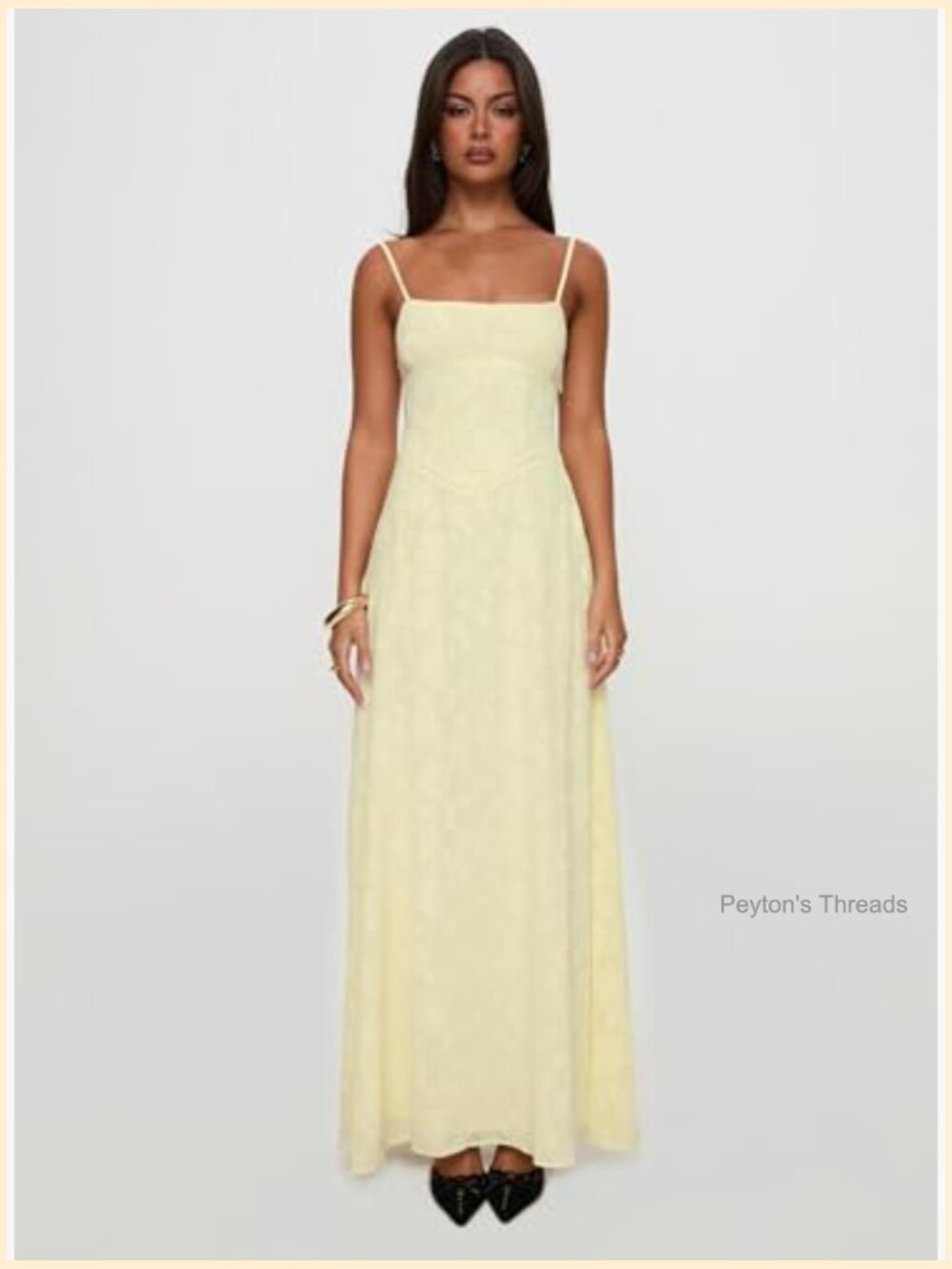 Maxi Dress with Floral Detailing, Square Neck, Sleeveless, Zipper Closure - Picture 7 of 7